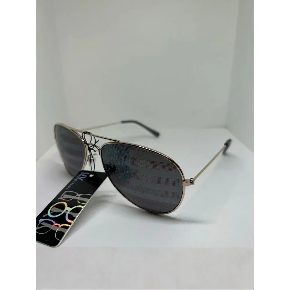 Patriotic Aviator Sunglasses American Flag Lens UV Protection Unisex